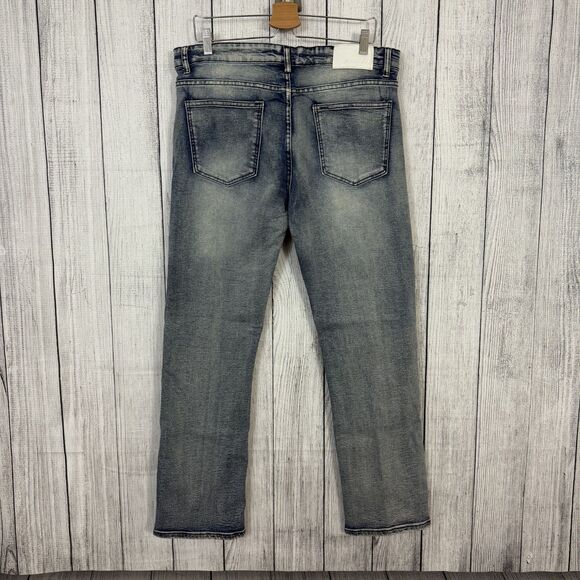RGSTR Men's W36 x L30 Blue Distressed Straight Leg Streetwear Denim Jeans - Picture 2 of 7